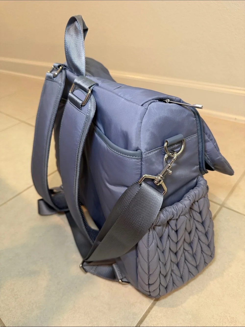 Happbrand - Levy Backpack Ash Blue Quilted Diaper Bag